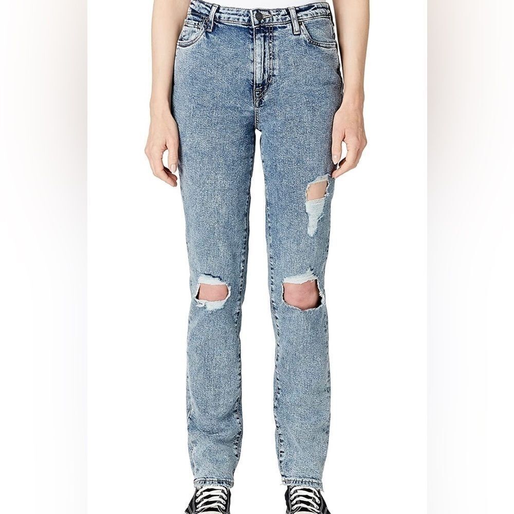 Nwt BUFFALO High Rise Straight Jayden Contrasted & Torn Jeans - sz 28 x 32